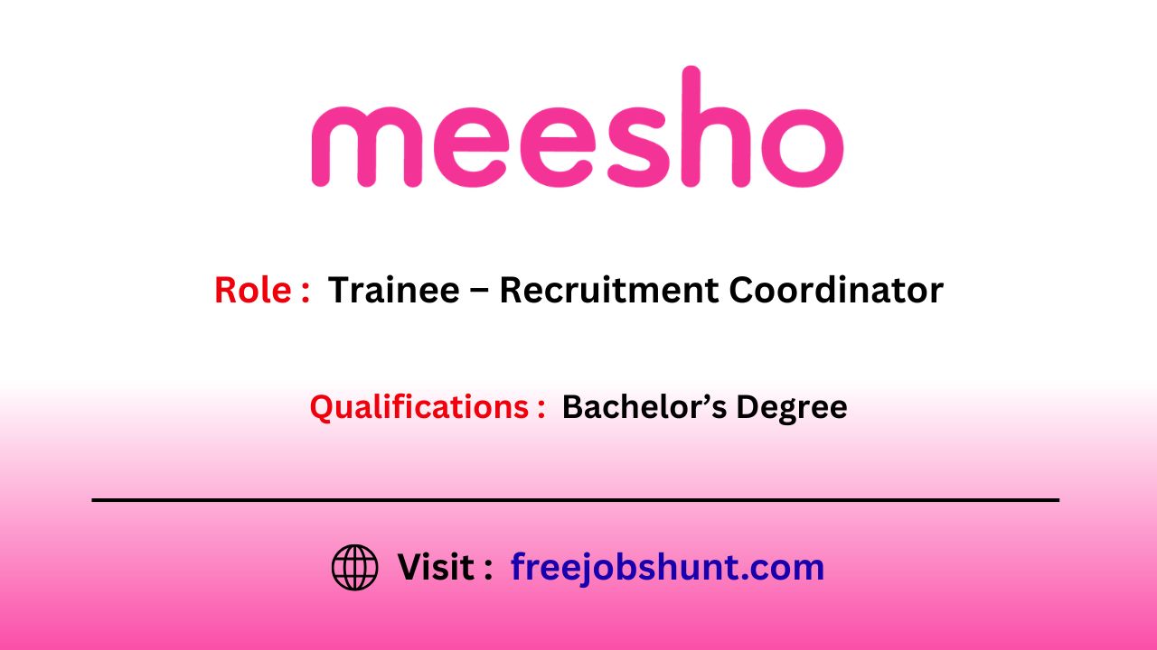 Meesho Off Campus Drive 2026 for Trainee Recruitment Coordinator in Bangalore
