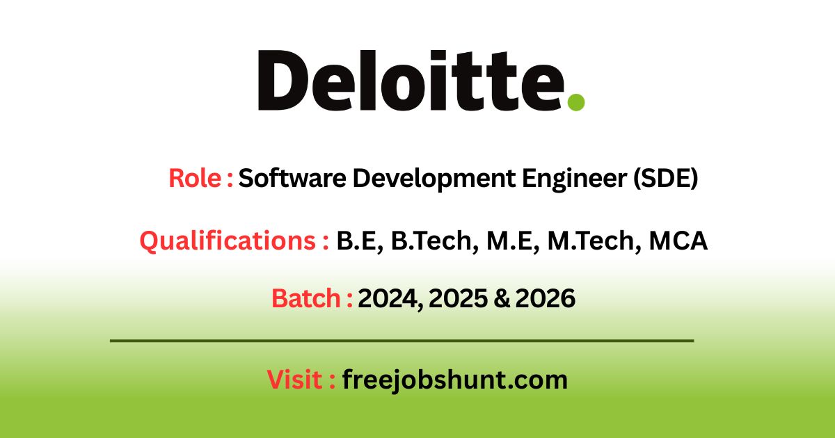 Deloitte Hiring 2026 for Software Development Engineer in Bangalore