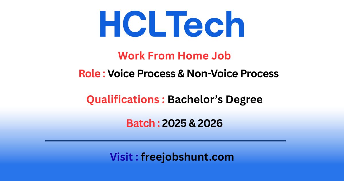HCLTech Work From Home Jobs 2026 for voice and non-voice process opportunities