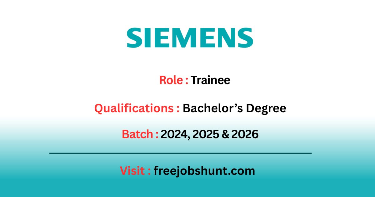 Siemens Hiring 2026 Trainee job vacancy in Bangalore